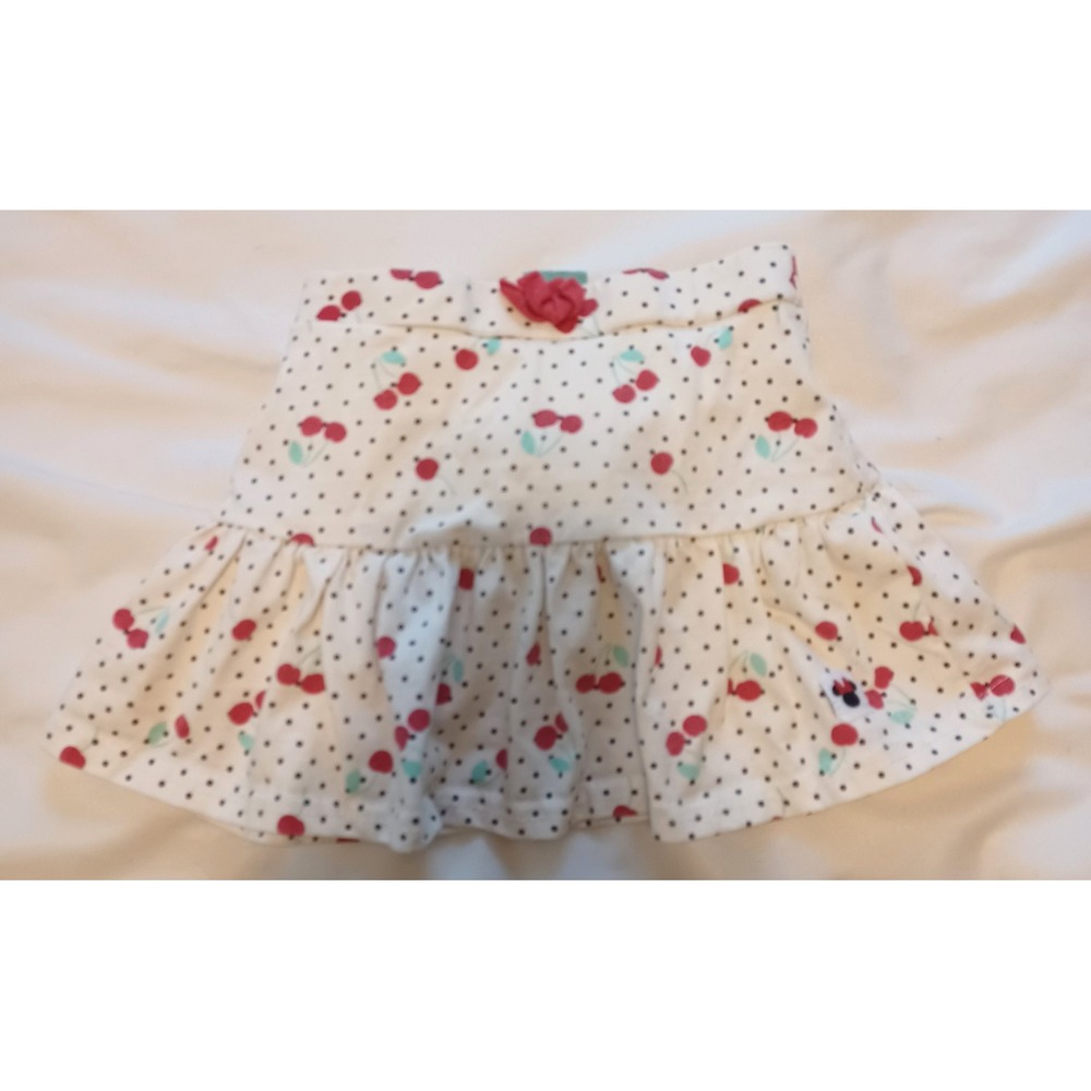 Disney Baby Ruffled Skort Baby Girls 12M White Cherry Polka Dot Minnie Mouse